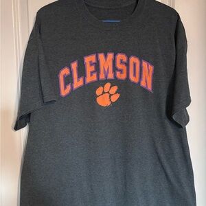 Vintage Grey Clemson Graphic T-Shirt Soft Cotton Purple and Orange logo Tigers
